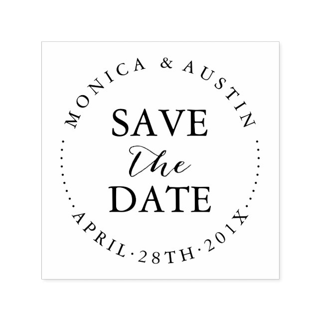 Save the Date | Modern Stylish Circle Lettering Self-inking Stamp (Design)
