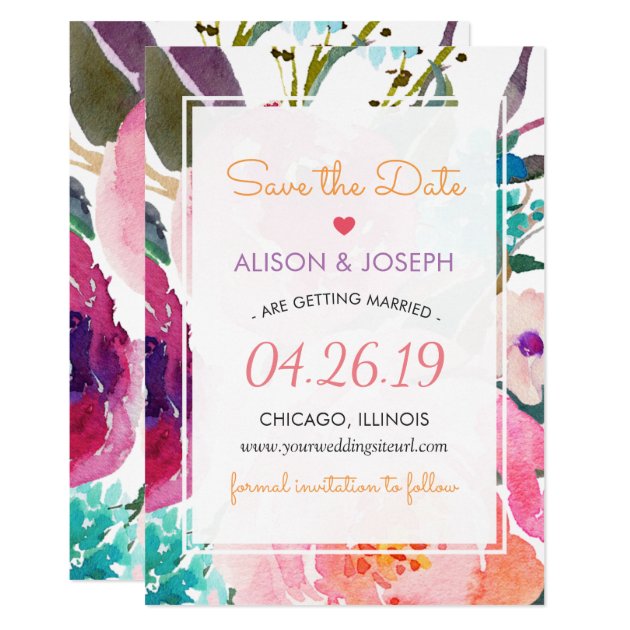 Save The Date | Modern Watercolor Garden Floral Card