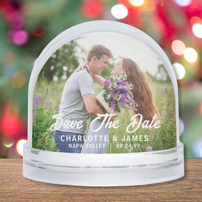Save The Date Modern Wedding Photo Custom Snow Globe (Creator Uploaded)