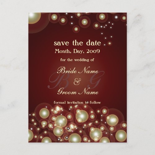 Save the Date monogram  champagne bubbles Announcement Postcard