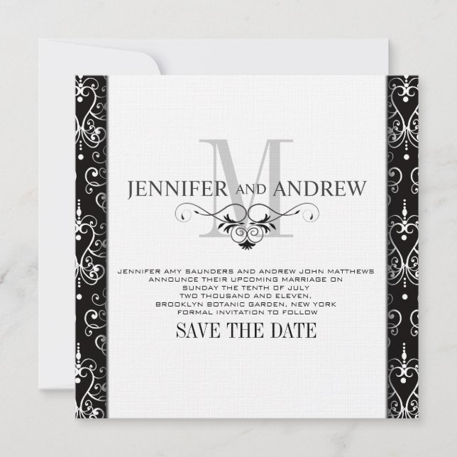 Save the Date Monogram Chandelier Announcement (Front)