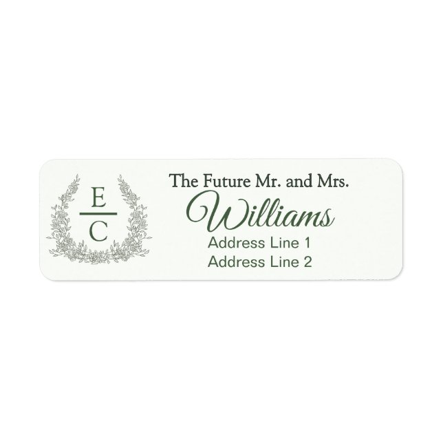  Save The Date Monogram Crest Return Address Label (Front)