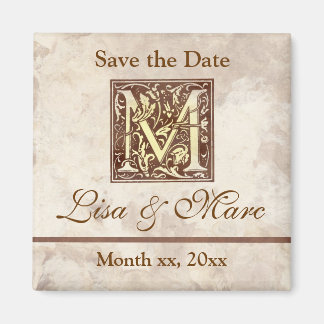 Save the Date Monogram M Magnet