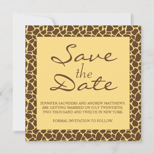 Save the Date Monogram Safari Wedding Invitation