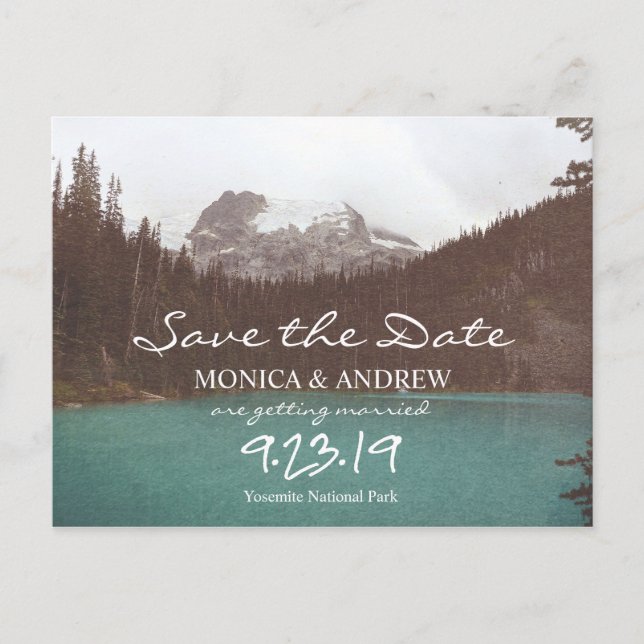 Save the Date Mountain Lake Postcard (Front)
