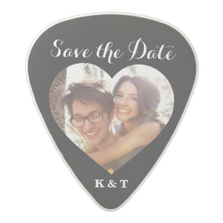 Save The Date Music Photo Heart Frame Custom Acetal Guitar Pick