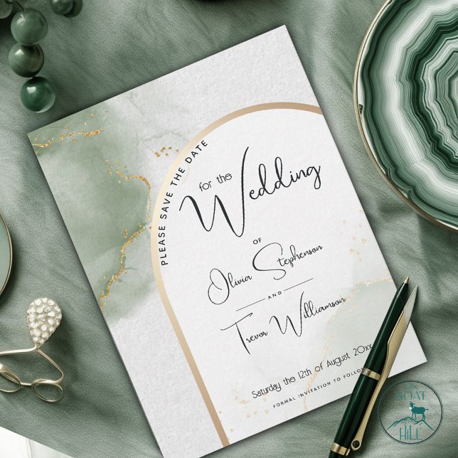 Save the Date - Muted Sage Watercolor Arch Invitation (Creator Uploaded)