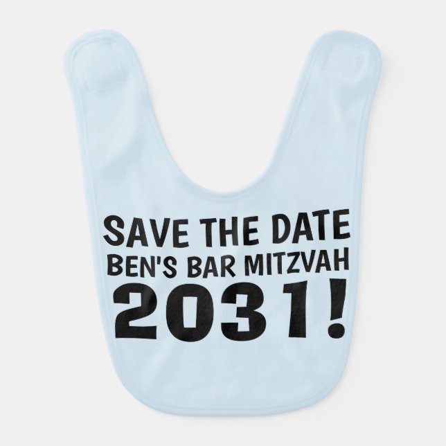 Save The Date, My Bar Mitzvah Baby Bib (Front)