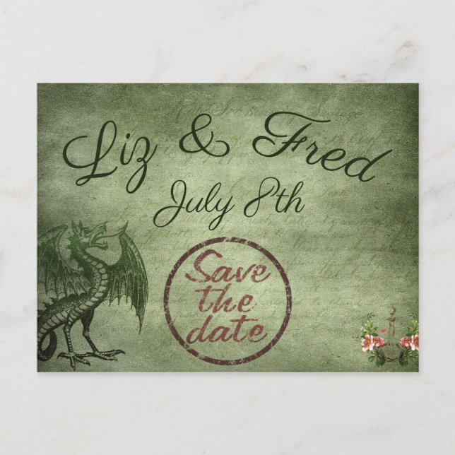 Save the Date Mythical Dragon Postcard (Front)