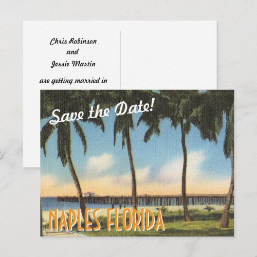 Save the Date Naples Florida Vintage Postcard