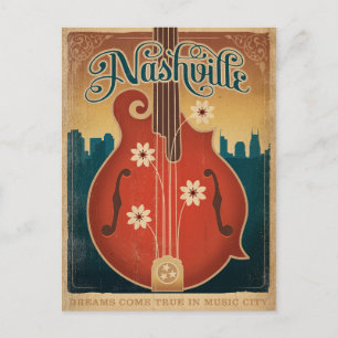 Save the Date Nashville, TN - Flower Mandolin Announcement Postcard