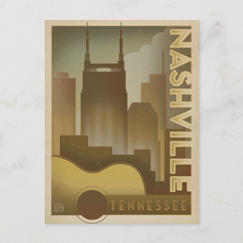 Save the Date  Nashville TN _ Guitar Skyline Announcement Postcard