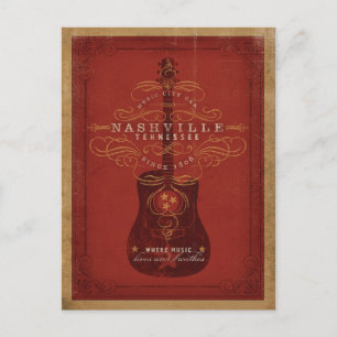 Save the Date   Nashville, TN - Red Guitar Announcement Postcard