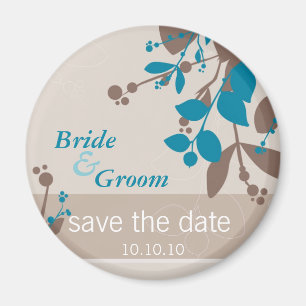 SAVE THE DATE :: nature - latte mocha teal Magnet