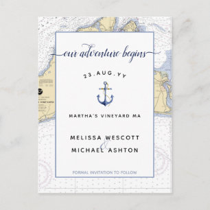 Save the Date #Nautical Anchor   #SaveTheDate MV Announcement Postcard