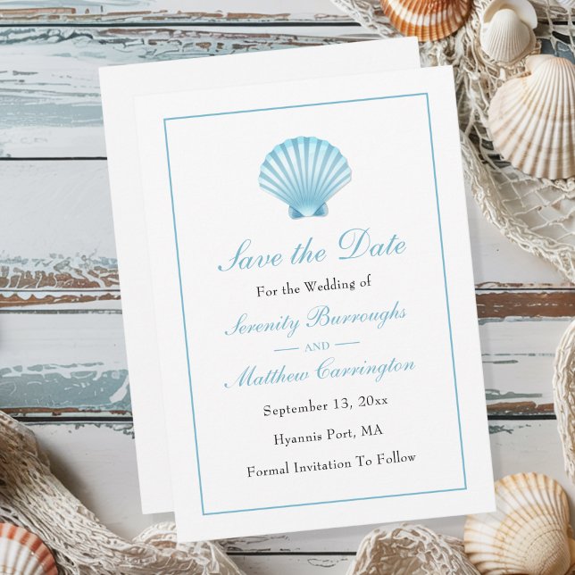 Save the Date Nautical Beach Seashell Wedding      Announcement (Creator Uploaded)
