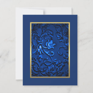 Save the Date Navy Blue Damask with Any Color