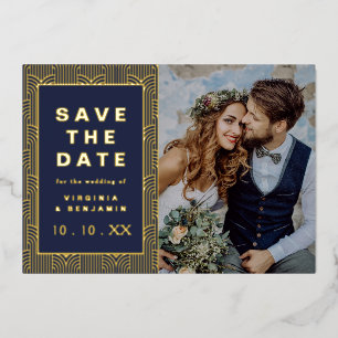 Save The Date Navy Gold Foil Invitation