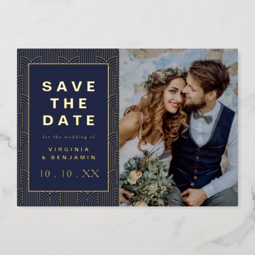 Save The Date Navy Gold Foil Invitation