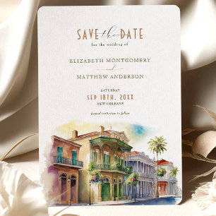 Round New Orleans Jazz Save the Date Card with Matching Return top Address Design