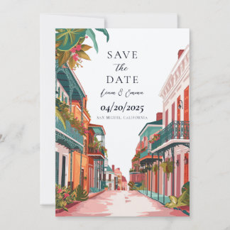 Save The Date New Orleans City Destination Vintage Invitation