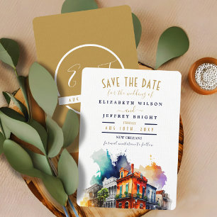 Round New Orleans Jazz Save the Date Card with Matching Return shops Address Design