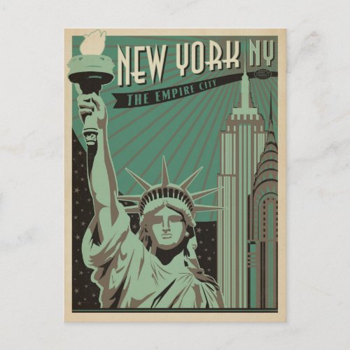 Save the Date  New York _ The Empire City Announcement Postcard