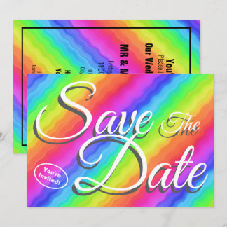 Save The Date Newly Weds Colorful Wedding Invitation