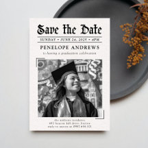 Save The Date Newspaper Photo Graduation Party 
