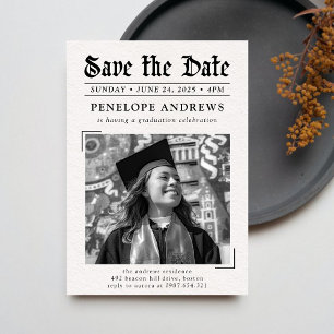 Save The Date Newspaper Photo Graduation Party  Invitation
