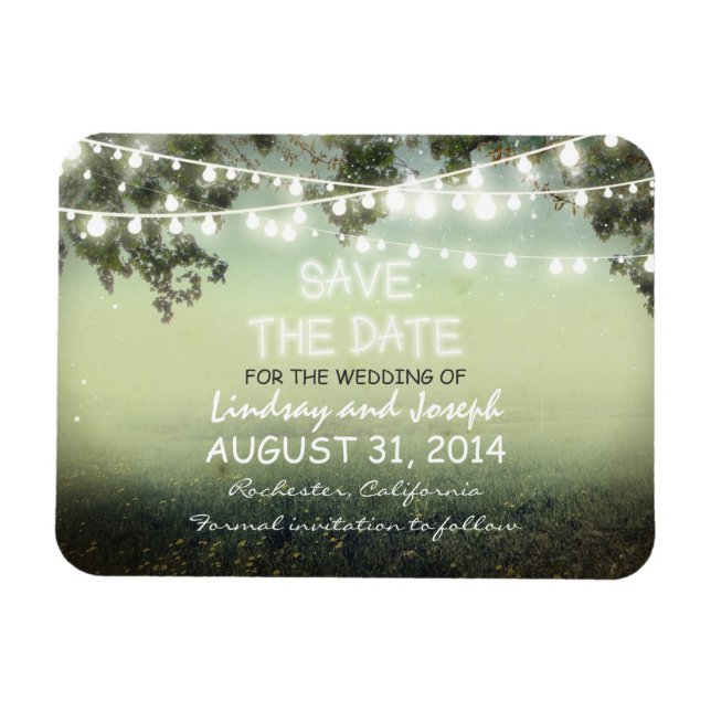 save the date night lights rustic MAGNET (Horizontal)