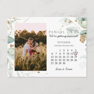 Save the Date November 2022 Botanical Chic Heart Postcard