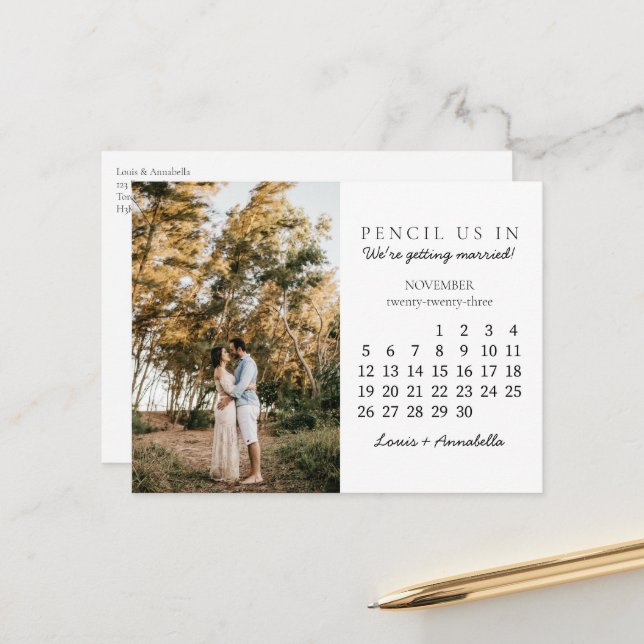 Save the Date November 2023 Calendar Month Postcard (Front/Back In Situ)