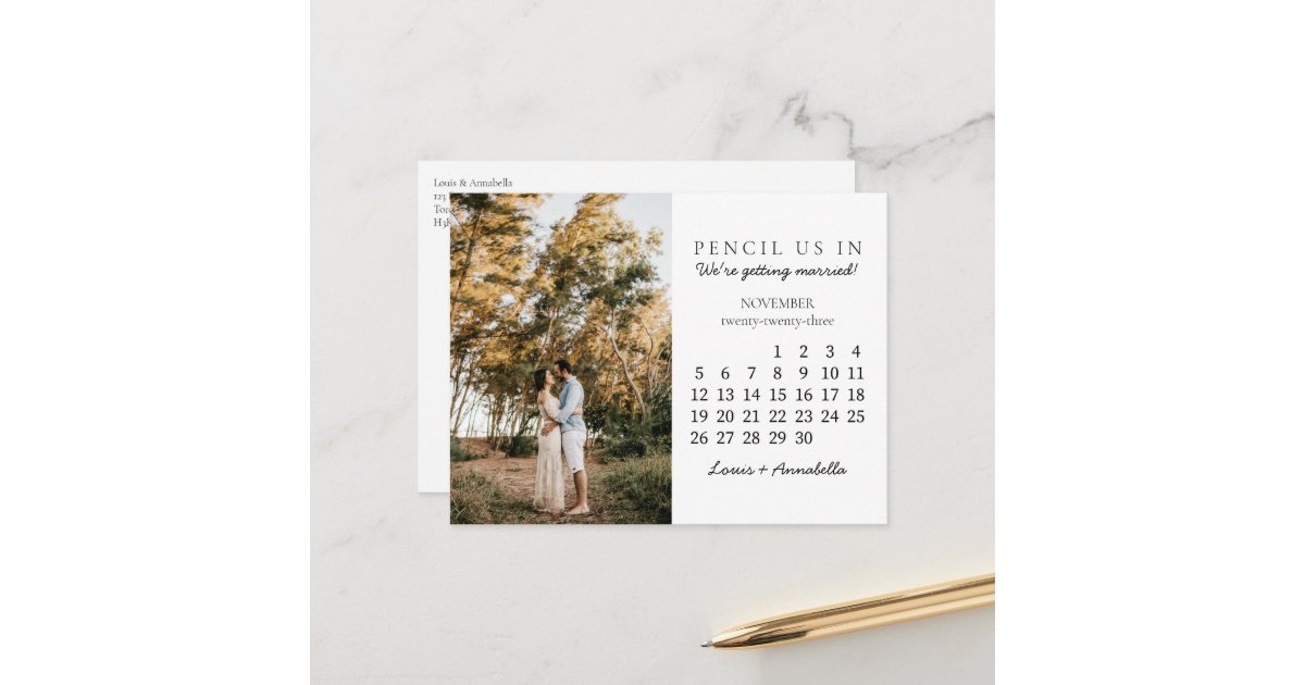 Save the Date November 2023 Calendar Month Postcard | Zazzle