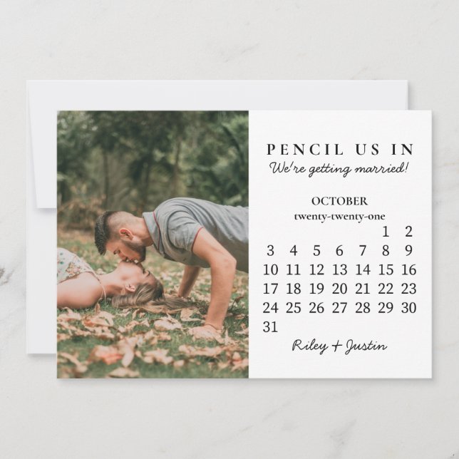 Save the Date | October 2021 Modern Calendar Invitation (Front)