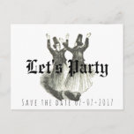 Save The Date, Offbeat Wedding, Let’s Party Announcement Postcard at Zazzle