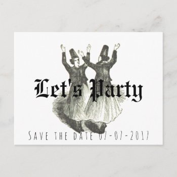 Save The Date  Offbeat Wedding  Let’s Party Announcement Postcard by LestYeForget at Zazzle
