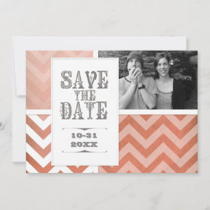 Save the Date - Ombre Chevron Stripe Zig Zag Photo Invitation