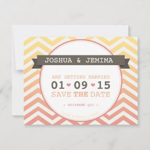 SAVE THE DATE ombre chevron tropical sunset