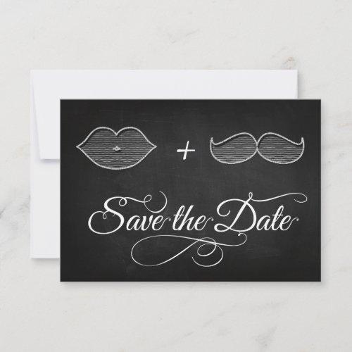 Save the date on black chalkboard invitation