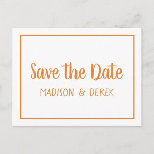 Save The Date Orange Fall Engagement Wedding Postcard