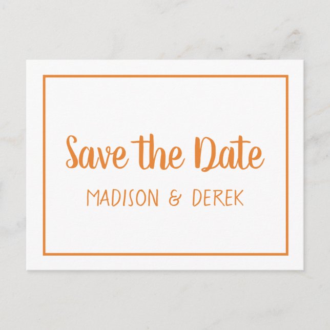 Save The Date Orange Fall Engagement Wedding Postcard (Front)