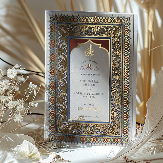Save the Date Ornamental Gold Muslim Islamic Foil Invitation (Creator Uploaded)