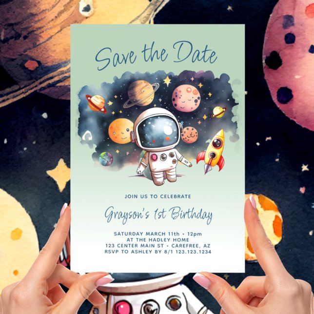 Save The Date Outerspace Planets 1st Birthday (Creator Uploaded)