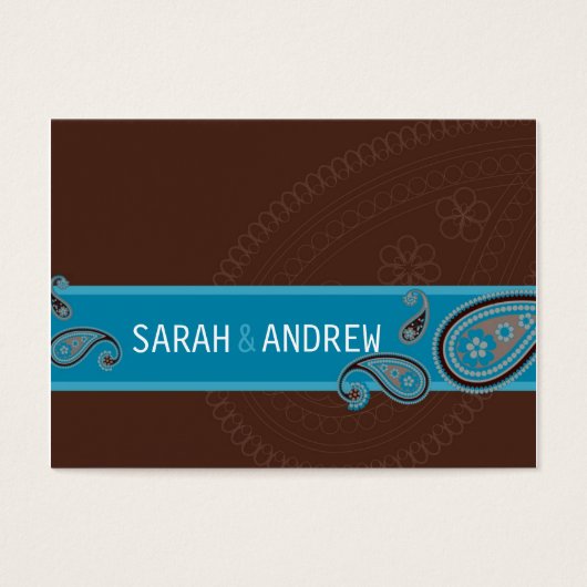 SAVE THE DATE :: Paisley - choc & teal (Front)