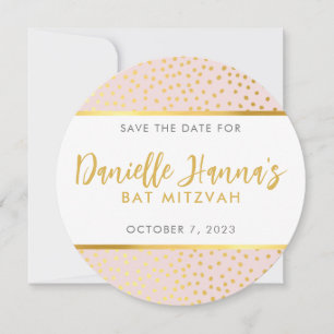 SAVE THE DATE pale pink gold polka dots Invitation