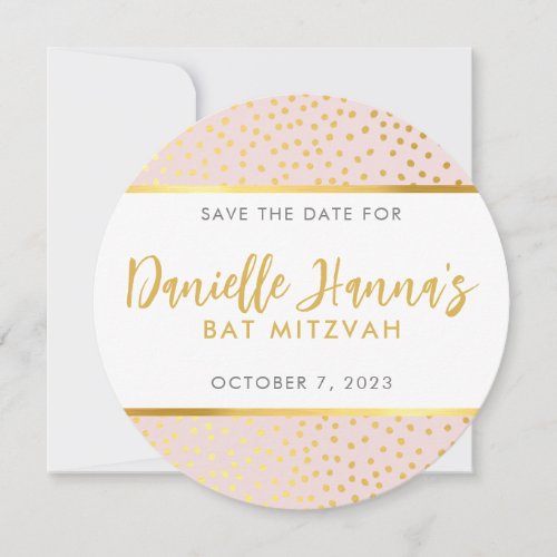 SAVE THE DATE pale pink gold polka dots Invitation