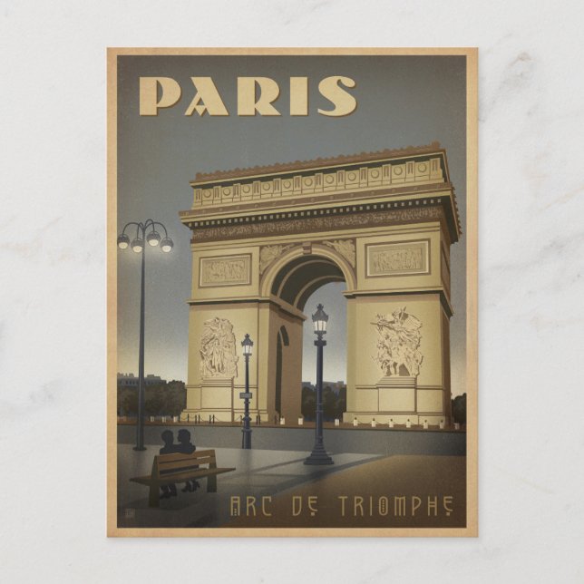 Save the Date | Paris - Arc De Triomphe Announcement Postcard (Front)