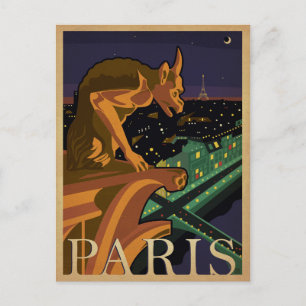 Save the Date Paris - Gargoile Announcement Postcard