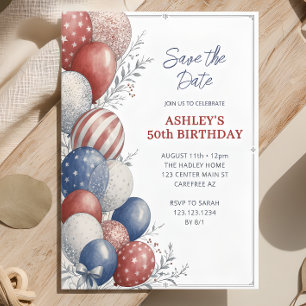 Save the Date Patriotic 50th Birthday Invitation
